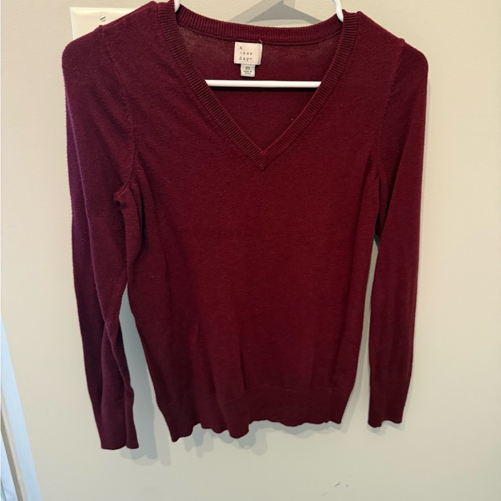 a new day Maroon Knit Top